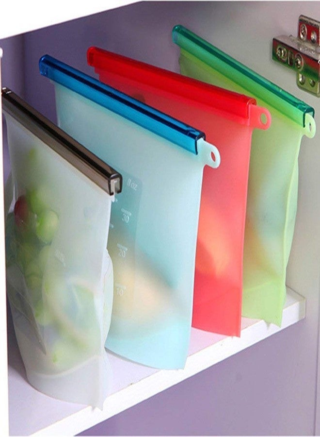 DPISZONE Silicone Food Storage Container Organiser Bag 1LTR | Airtight | Reusable | Vacuum | Fridge and Microwave Also (Multicolor) (4)